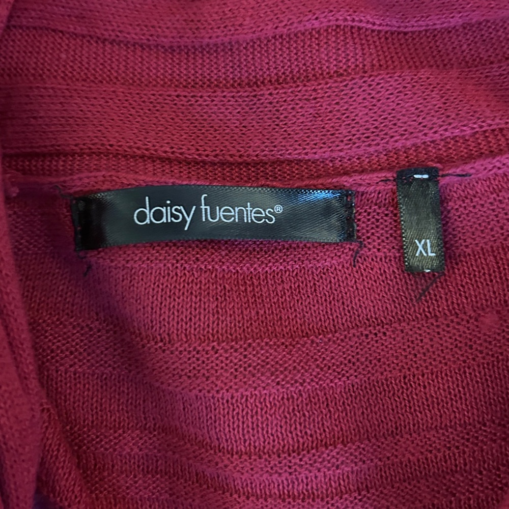 Daisy Fuentes Raspberry Cardigan Sweater - Picture 2 of 5